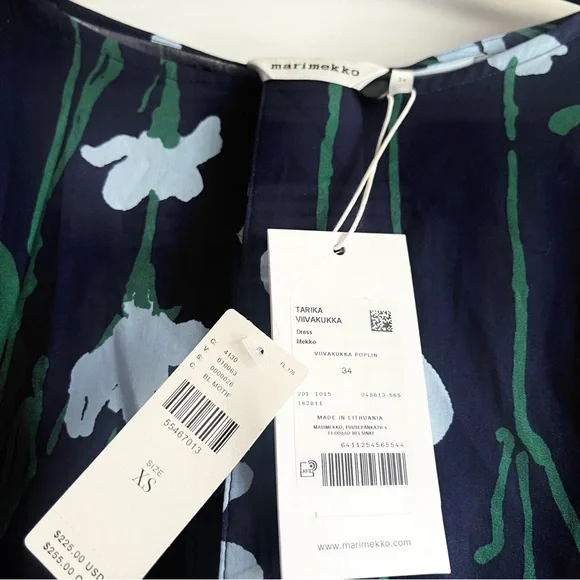 Marimekko Tarika Viivakukka Line Flower Dress NWT Size 34 / US XS - Picture 16 of 16